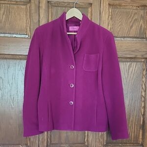 Dana Buchman Diva Mulberry Wool Lined Jacket Stand-Up Collar Women's Sz 16